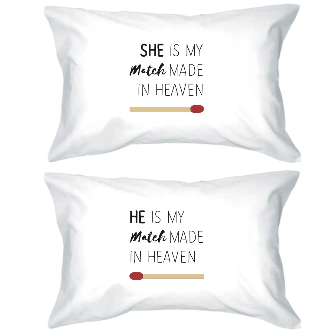 Match Made In Heaven Matching Pillow Cases For Anniversary Gifts