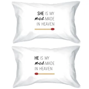 Match Made In Heaven Matching Pillow Cases For Anniversary Gifts