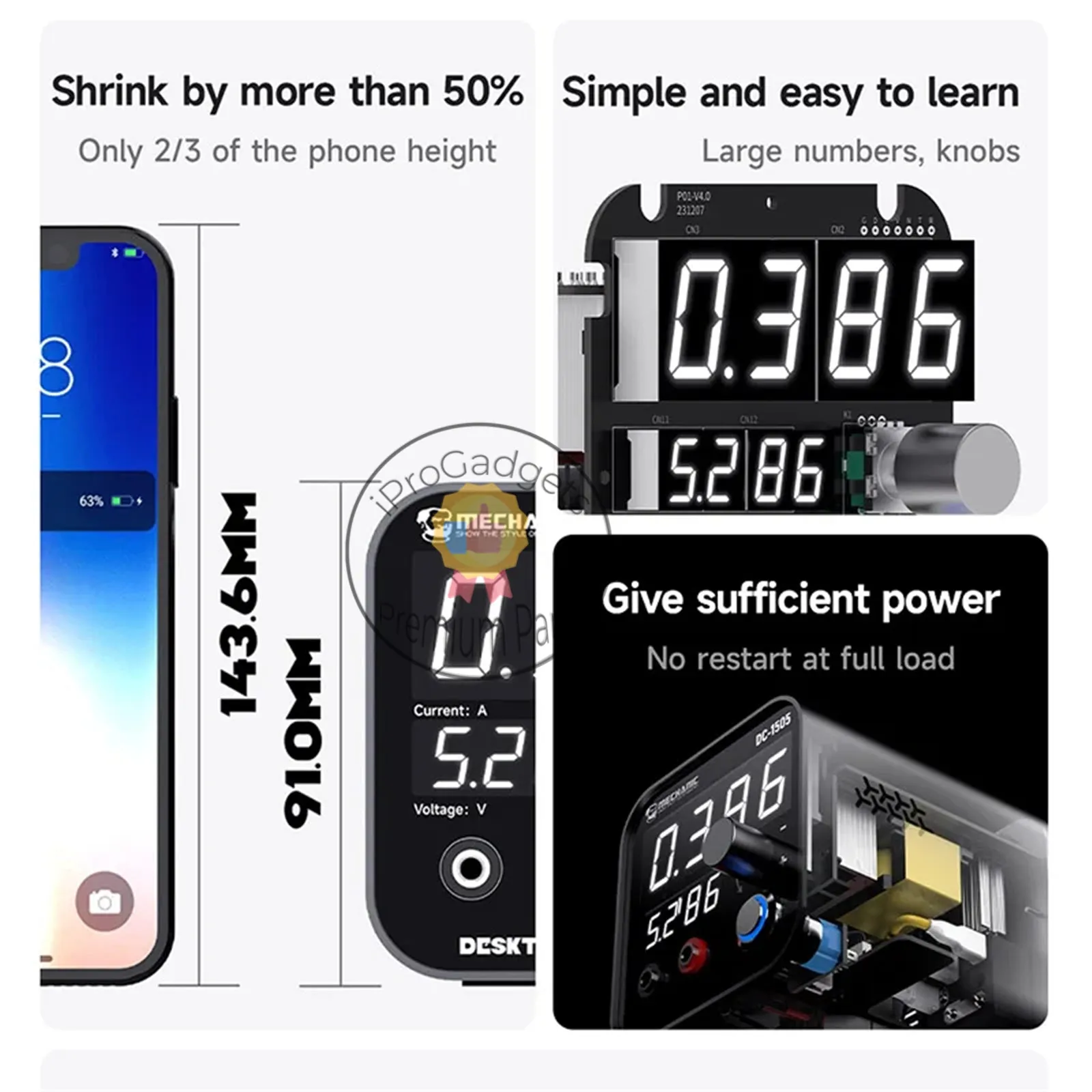 Mechanic DC-1505 Smart Mini Desktop Adjustable Power Supply Short Circuit Protection Fast Charging