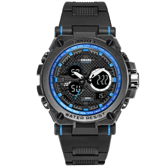 Men's Sport watch LED 50m water Resistant digital Multifunction Quartz Wristwatches