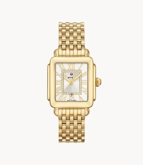 Michele Deco Madison Mid 18K Gold Diamond Dial Watch