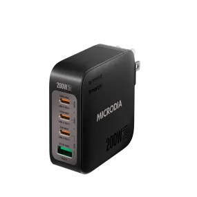 MICRODIA SMARTCube™ Nano 200W,GaN Pro Wall Charger, 4-Port,USB-C PD3.1   USB-A QC3.0