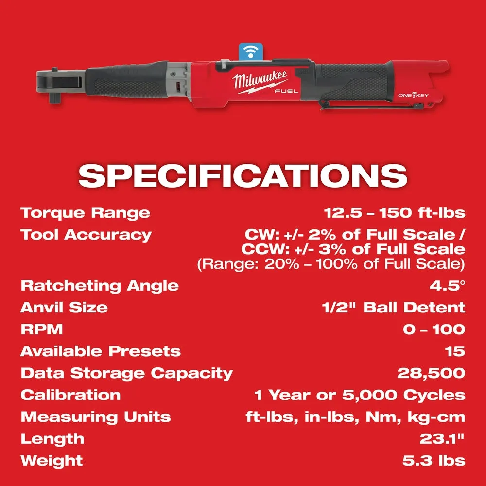 Milwaukee 2466-80 M12 FUEL 12V 1/2" Digital Torque Wrench - Bare Tool - Recon