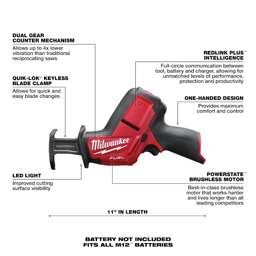 Milwaukee 2520-20x5HO M12 FUEL 12V HACKZALL Recip Saw w/ 5AH Battery