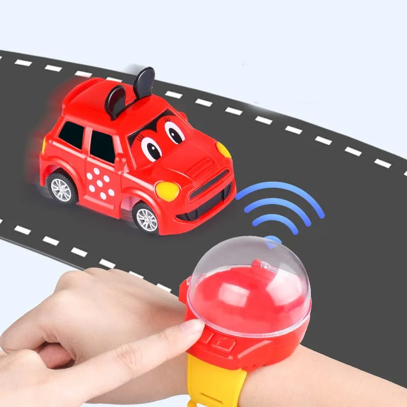 Mini Cartoon RC Small Car Analog Watch Remote Control Cute Infrared Sensing Model Batteryed Toys For Children Gifts