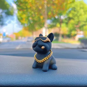 Mini Fancy Bulldog Car Console Decor