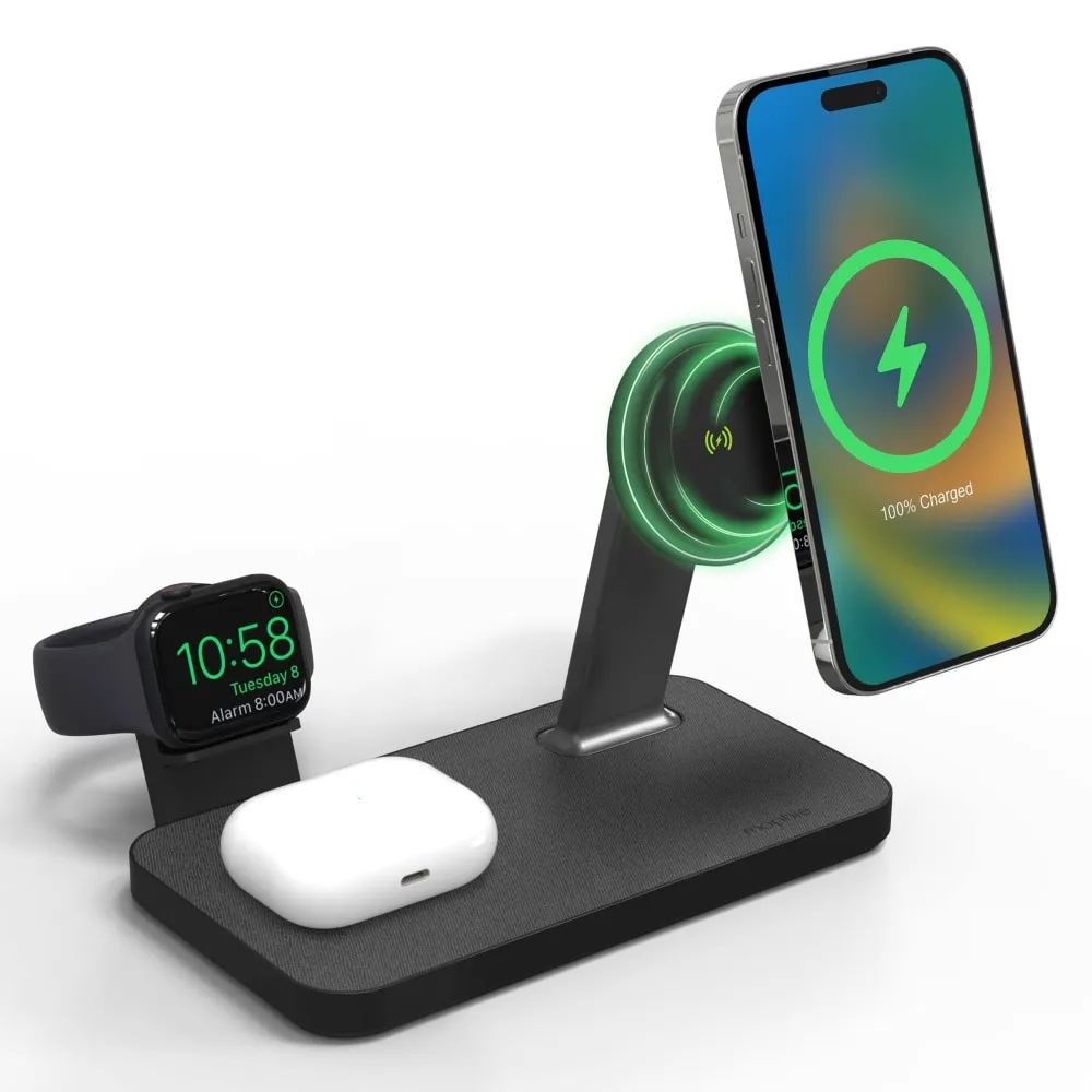 mophie Snap Plus MagSafe 3 in 1 Wireless Charging Stand Black by mophie