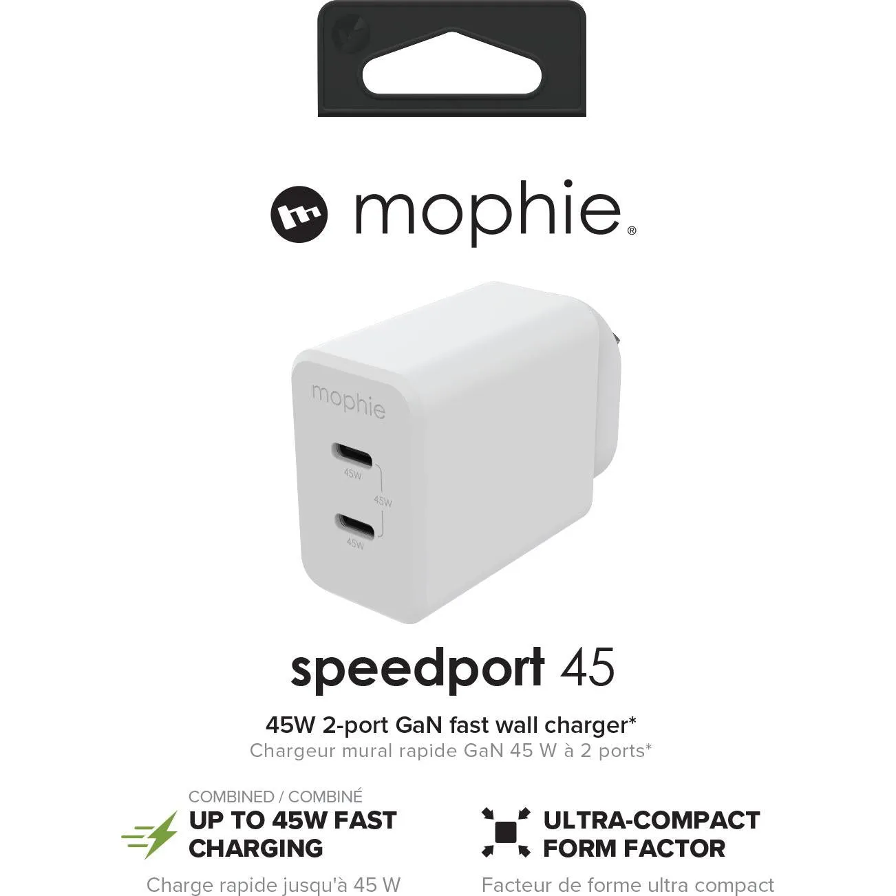 Mophie Speedport 45W Dual Port USB-C GaN Wall Charger