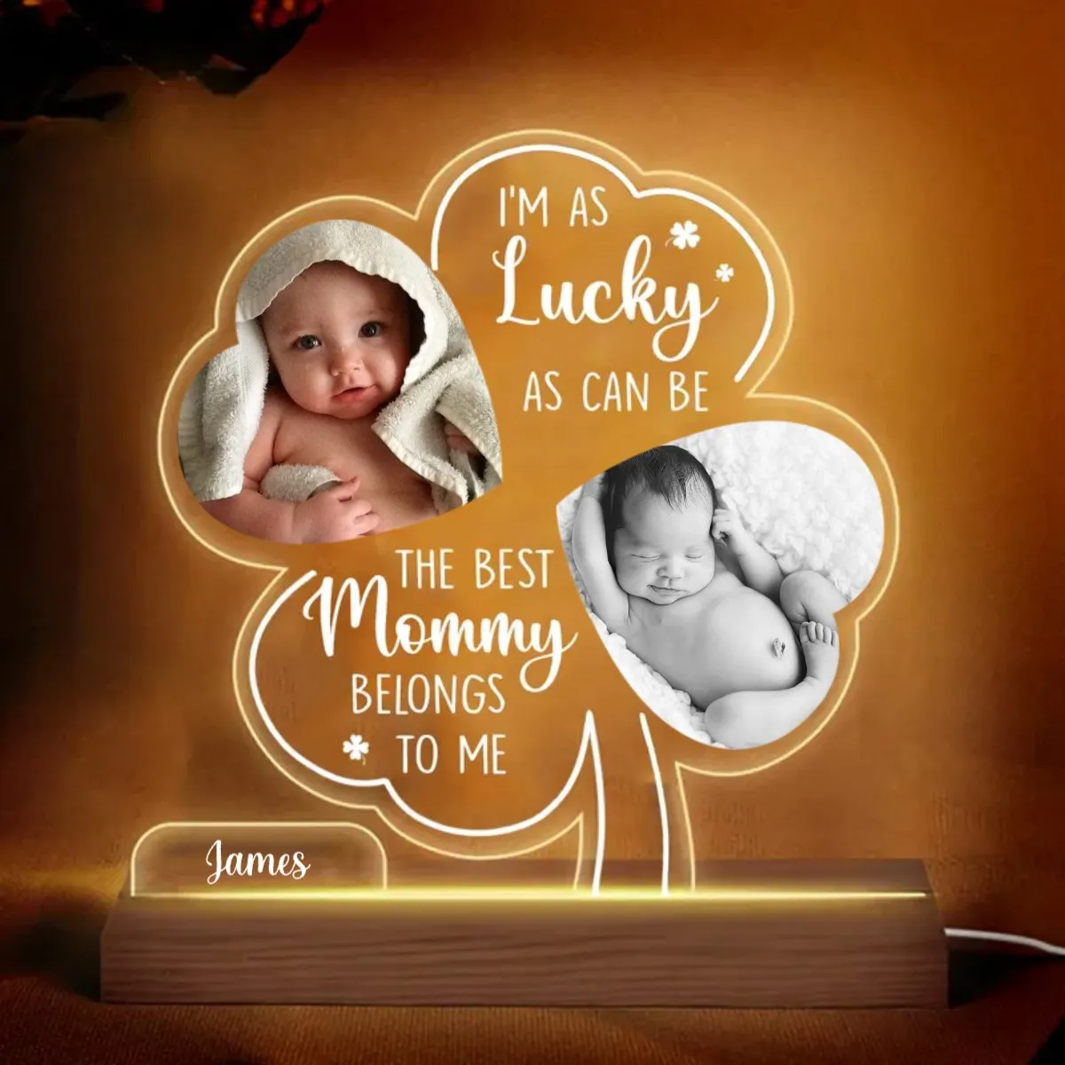 Mother - I'm As Lucky As Can Be - Personalized Plaque LED Lamp Night Light (HJ)