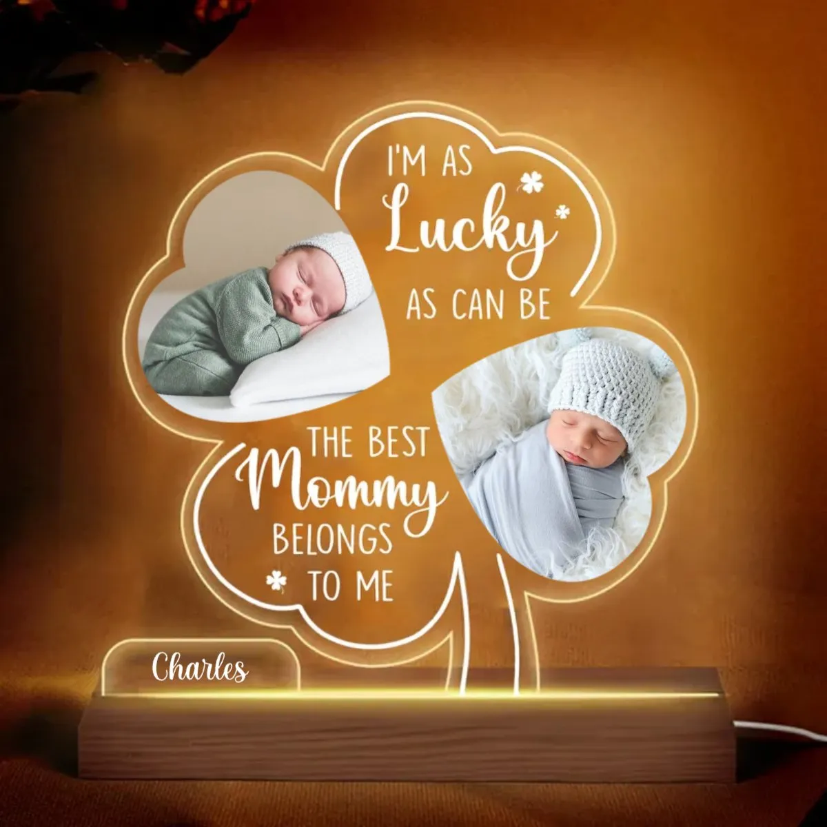 Mother - I'm As Lucky As Can Be - Personalized Plaque LED Lamp Night Light (HJ)