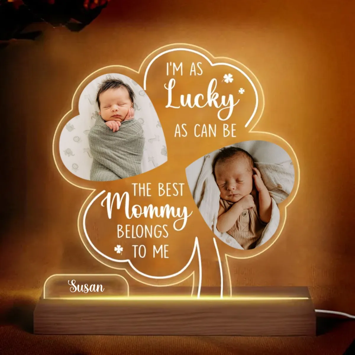 Mother - I'm As Lucky As Can Be - Personalized Plaque LED Lamp Night Light (HJ)