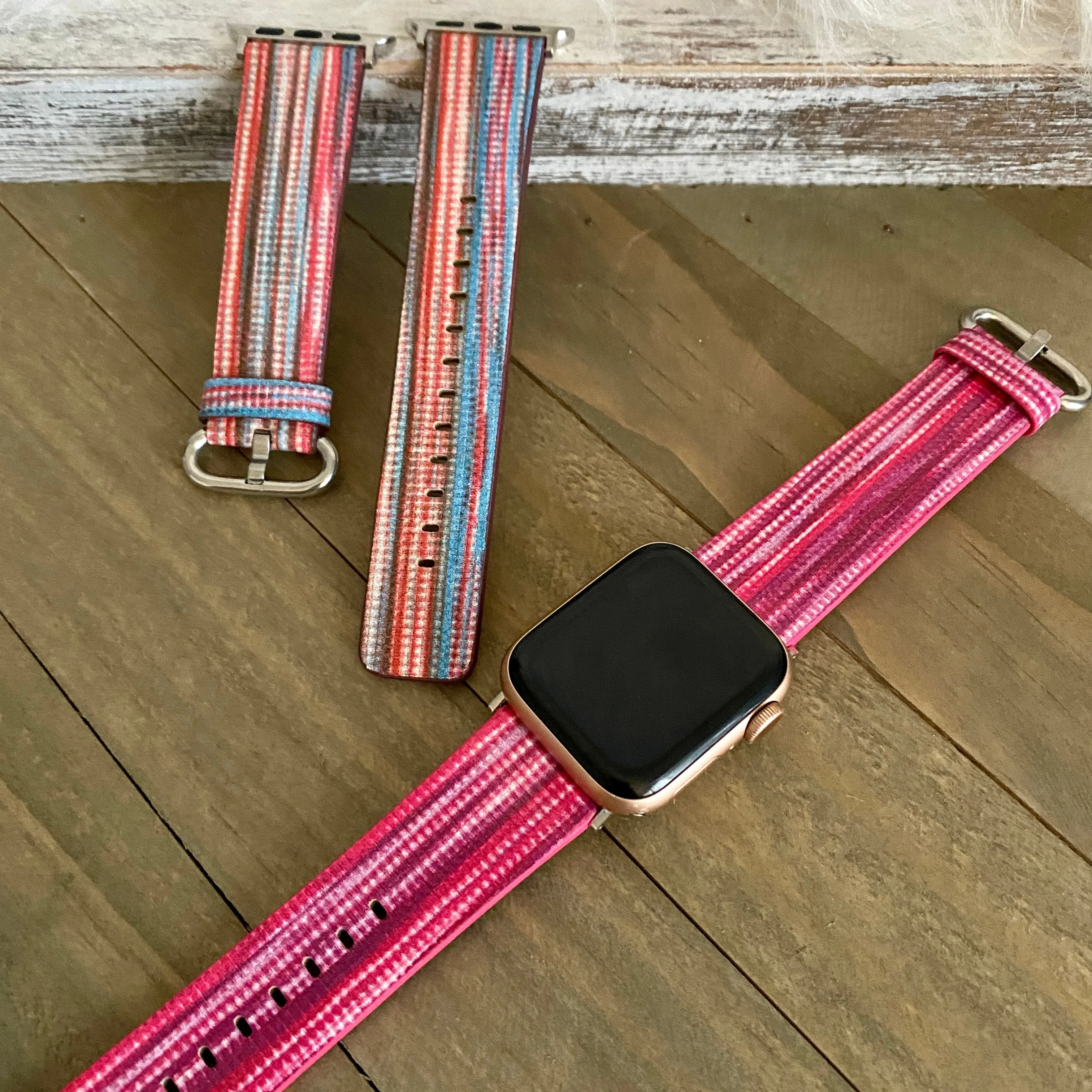 Multi Color Vibrant Leather Band For Apple Watch Two Colors Available