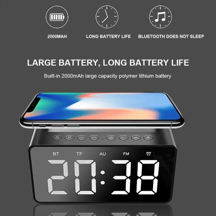 Multifunctional Bluetooth Speaker with Clock, Wireless Charger, and FM Radio - AEC BT508