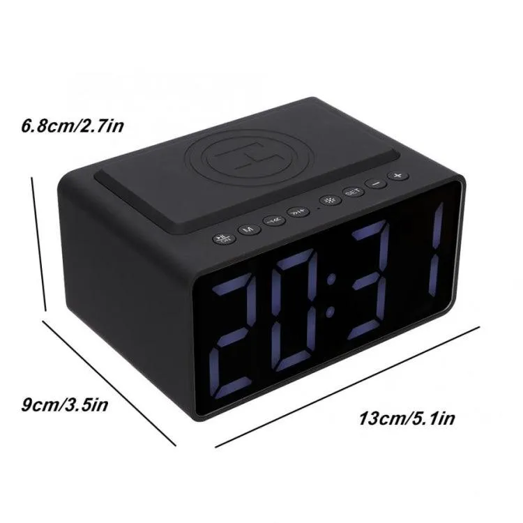 Multifunctional Bluetooth Speaker with Clock, Wireless Charger, and FM Radio - AEC BT508