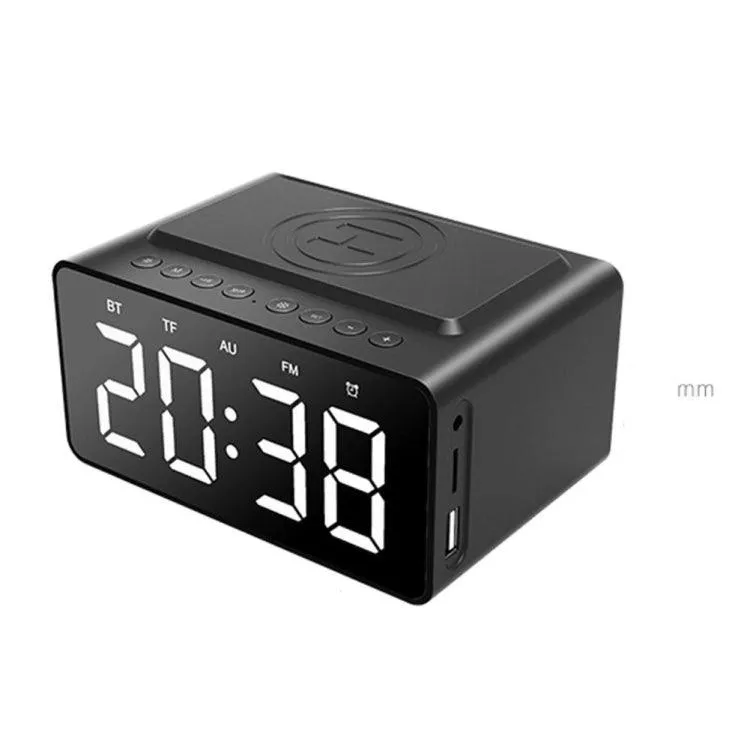 Multifunctional Bluetooth Speaker with Clock, Wireless Charger, and FM Radio - AEC BT508