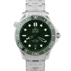 NEW STICKERED 2023 Omega Seamaster 300 GREEN Steel Watch 210.30.42.20.10.001 B P