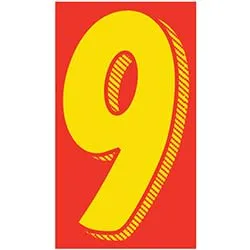 Number Window Stickers - Red & Yellow Car Dealer Number Stickers - Durable, Weatherproof Vinyl with Easy On/Off Adhesive - Back Slit for Seamless Installation - 11-1/2"