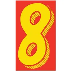 Number Window Stickers - Red & Yellow Car Dealer Number Stickers - Durable, Weatherproof Vinyl with Easy On/Off Adhesive - Back Slit for Seamless Installation - 11-1/2"