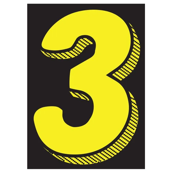 Number Window Stickers - Yellow & Black Car Dealer Number Stickers - Durable, Weatherproof Vinyl with Easy On/Off Adhesive - Back Slit for Seamless Installation - 7-1/2"