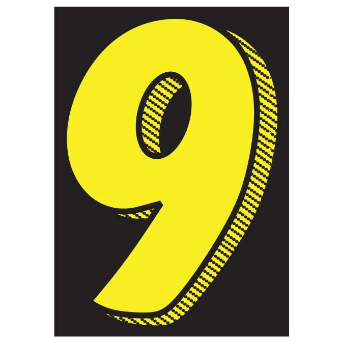 Number Window Stickers - Yellow & Black Car Dealer Number Stickers - Durable, Weatherproof Vinyl with Easy On/Off Adhesive - Back Slit for Seamless Installation - 7-1/2"