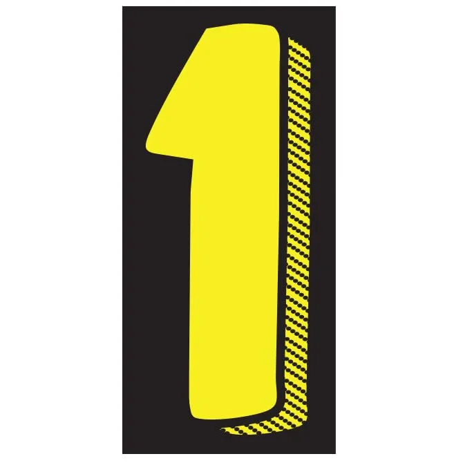 Number Window Stickers - Yellow & Black Car Dealer Number Stickers - Durable, Weatherproof Vinyl with Easy On/Off Adhesive - Back Slit for Seamless Installation - 7-1/2"