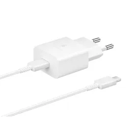 Original Samsung Power Fast Charger 15W Vægoplader m. USB-C til USB-C Kabel - Hvid