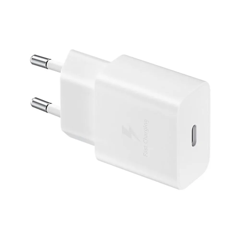 Original Samsung Power Fast Charger 15W Vægoplader m. USB-C til USB-C Kabel - Hvid