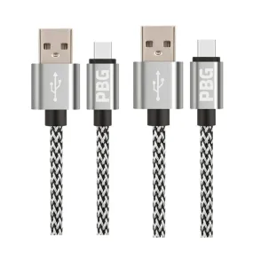 PBG 2 Pack 10FT XL Type-C Charger Cable - Compatible for Iphone, Silver