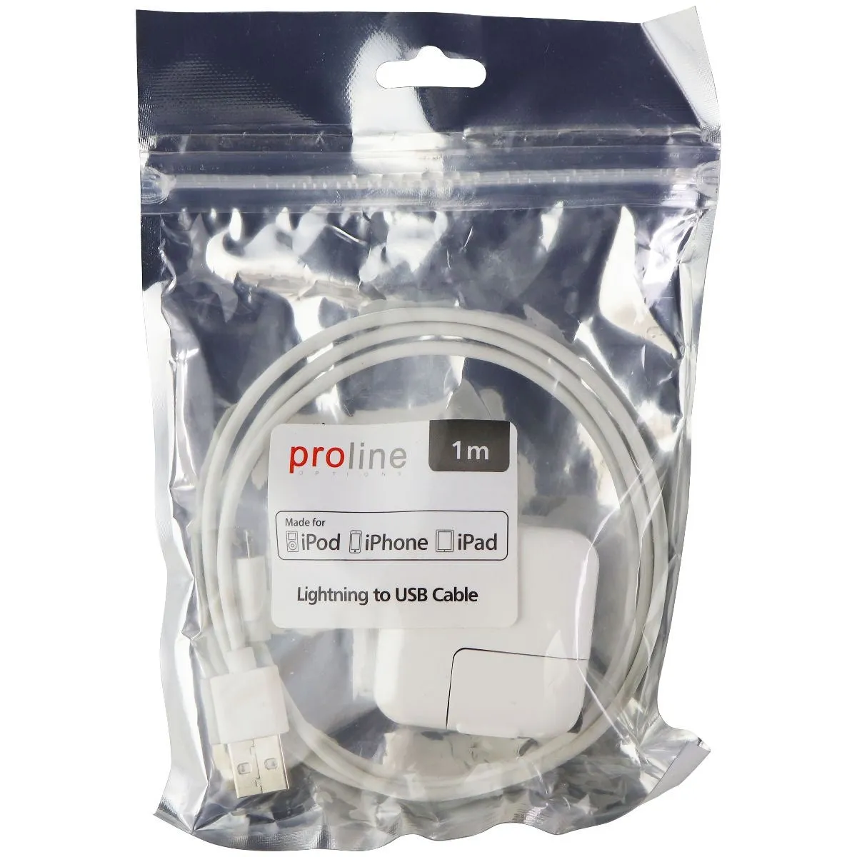 Proline 3.3-ft USB Cable & 12W Wall Adapter for iPhone/iPad/iPod - White