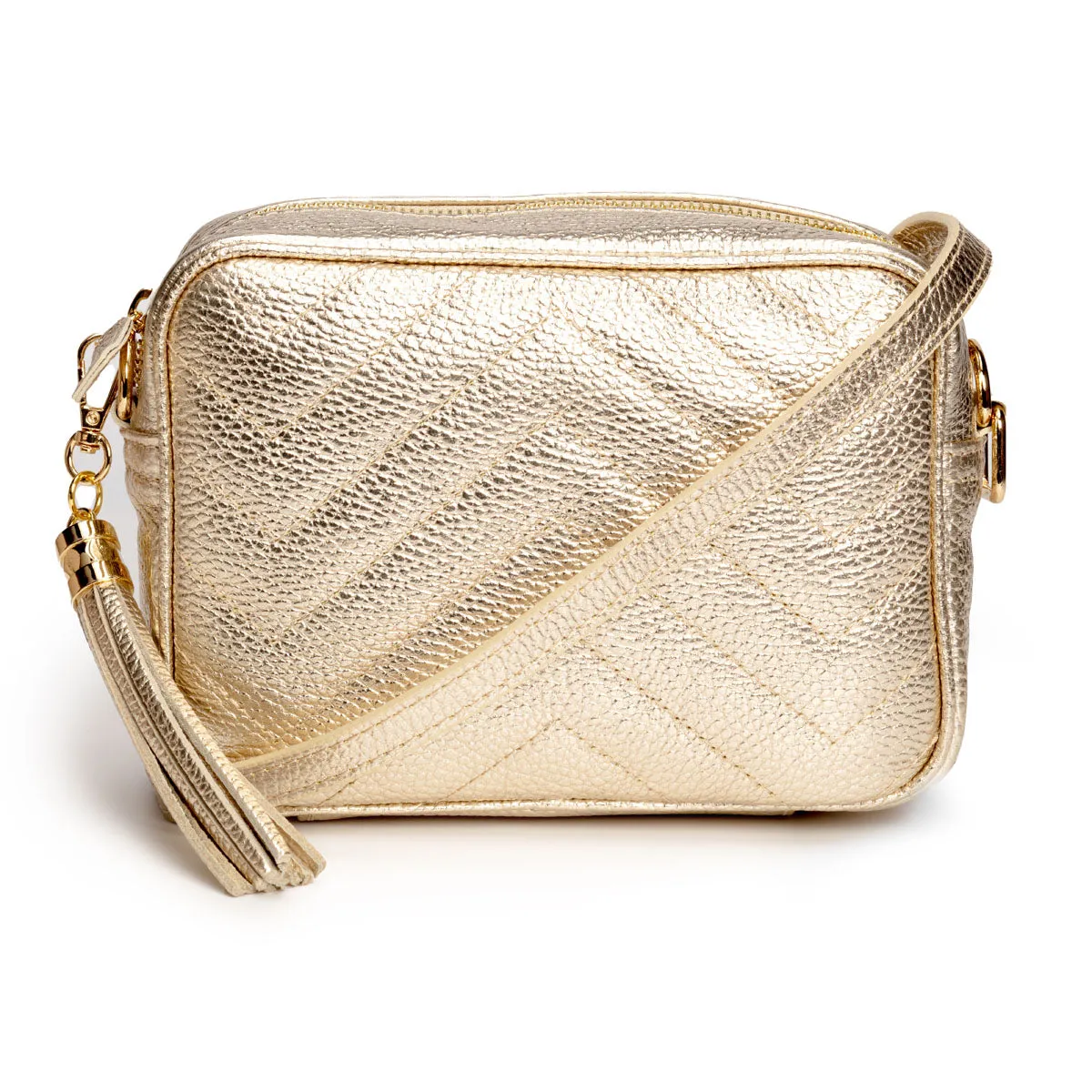 Quilted Standard Crossbody Bag - Gold