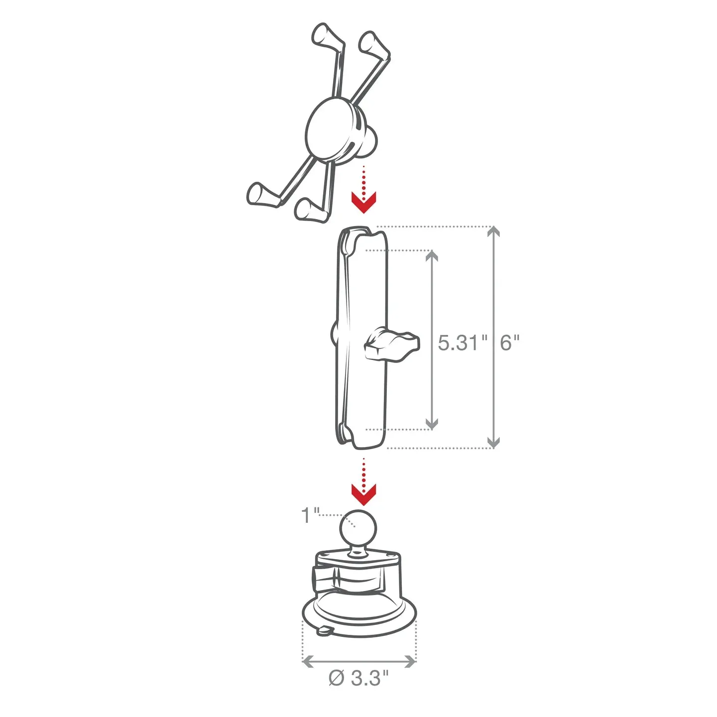 RAM® X-Grip® Large Phone Mount with RAM® Twist-Lock™ Suction Cup Base (RAM-B-166-C-UN10U)