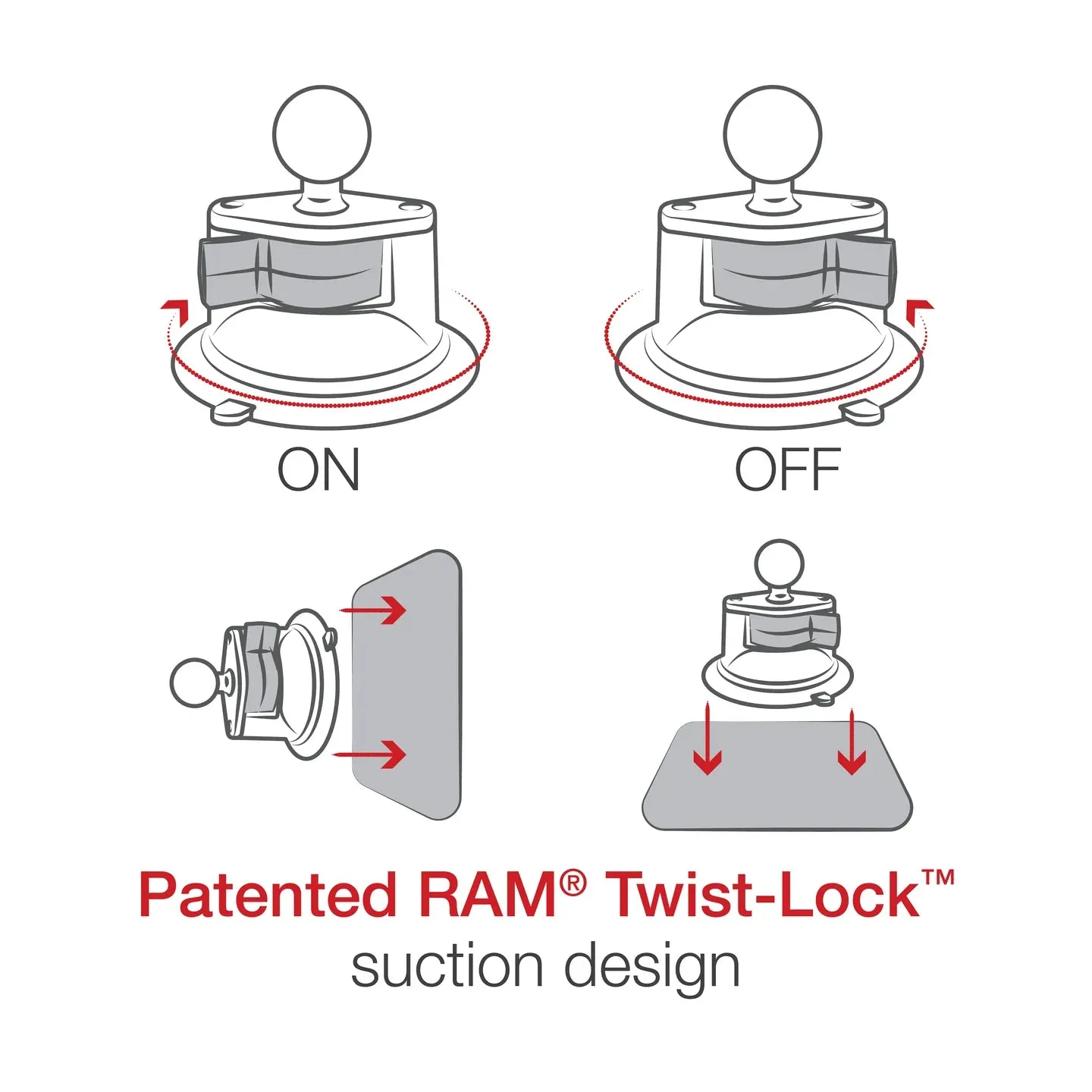 RAM® X-Grip® Large Phone Mount with RAM® Twist-Lock™ Suction Cup Base (RAM-B-166-C-UN10U)