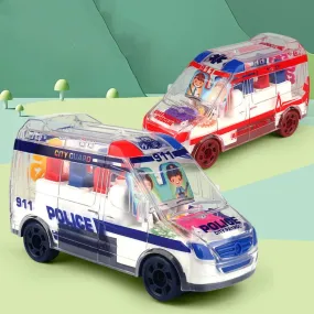 Realistic Transparent Gear Musical Police Car