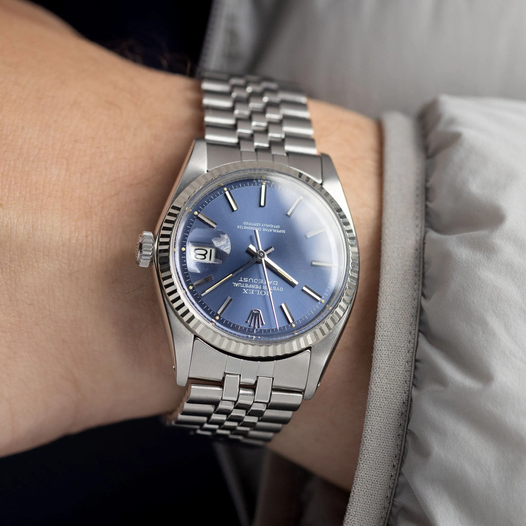 Rolex Datejust 1601 Blue Dial with Original Guarantee Paper