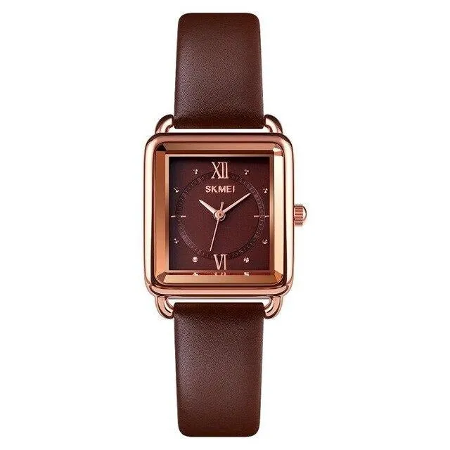 SKMEI 1702 Ladies Quartz Clock w/ Leather Strap