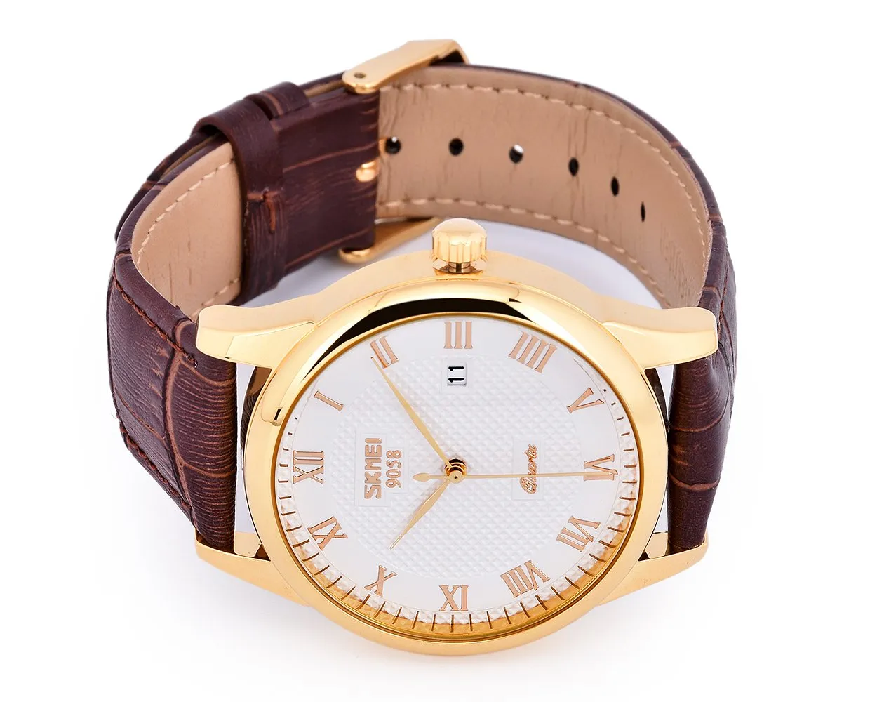 SKMEI Date Display Leather Watches for Men 9058