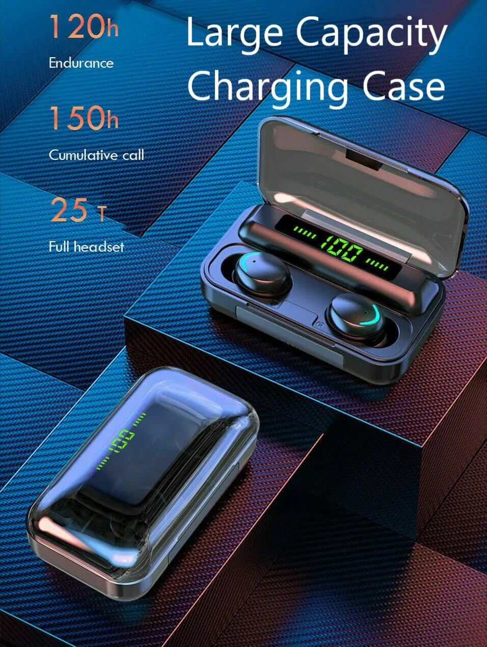 SMAXPRO™ In-Ear Bluetooth Earbuds: Charging Case, Mic (iOS/Android, TWS Wireless Earphones, Waterproof)