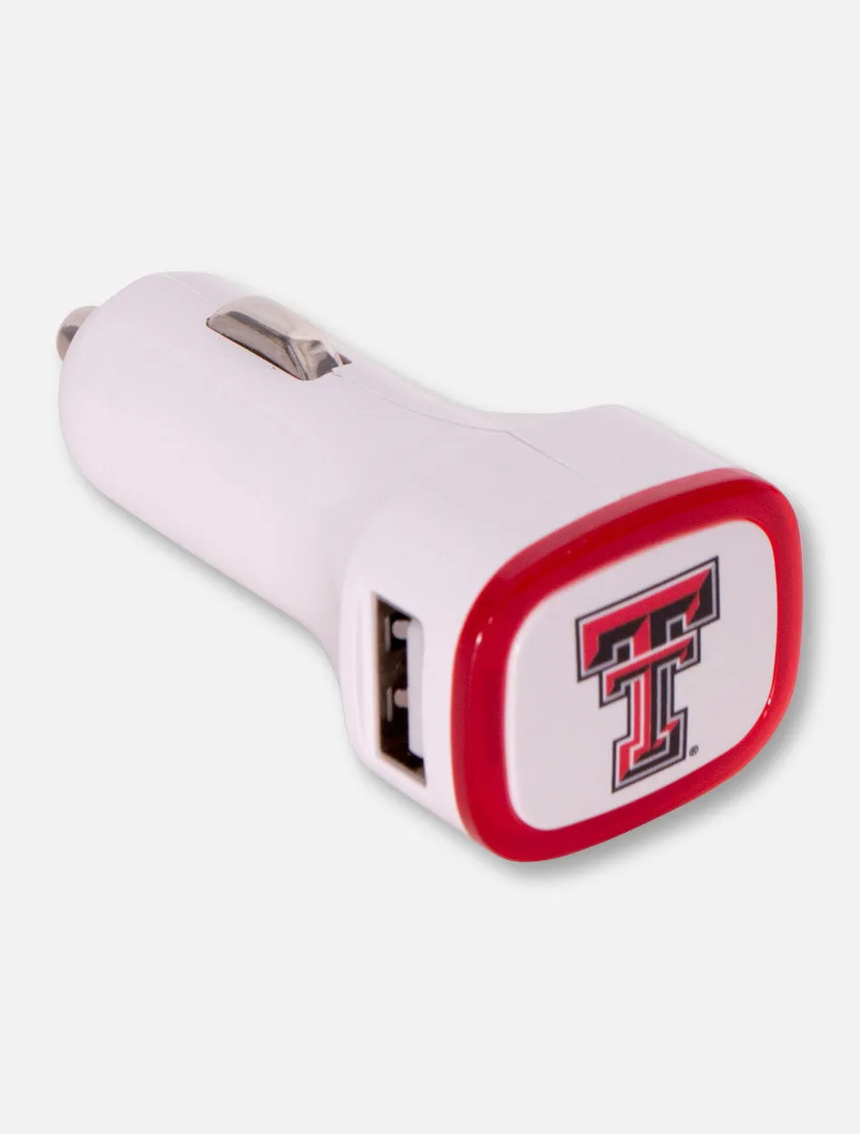 Texas Tech Double T on White Car Charger