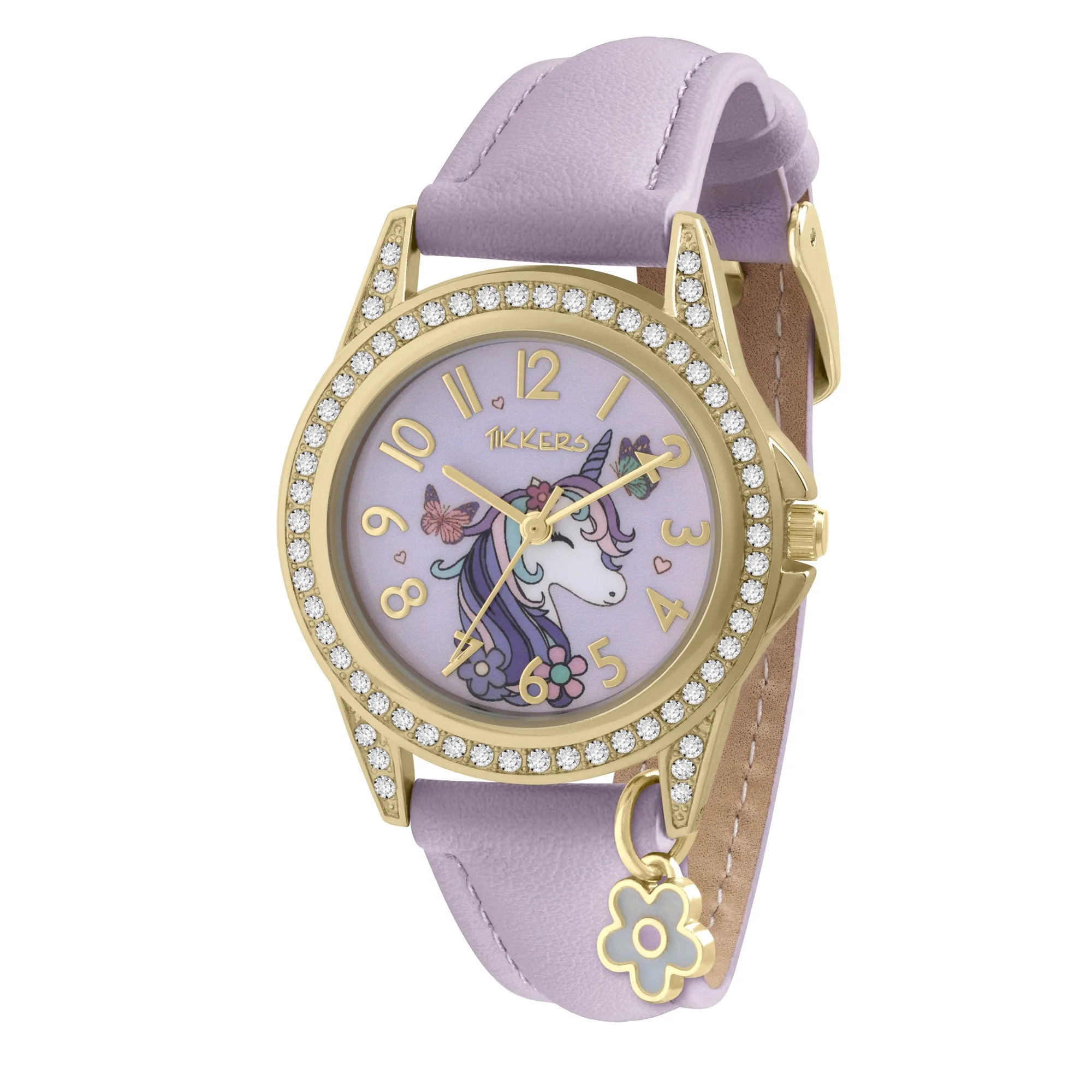 Tikkers Girls Purple Unicorn and Butterfly Watch, Bracelet and Purse Gift Set