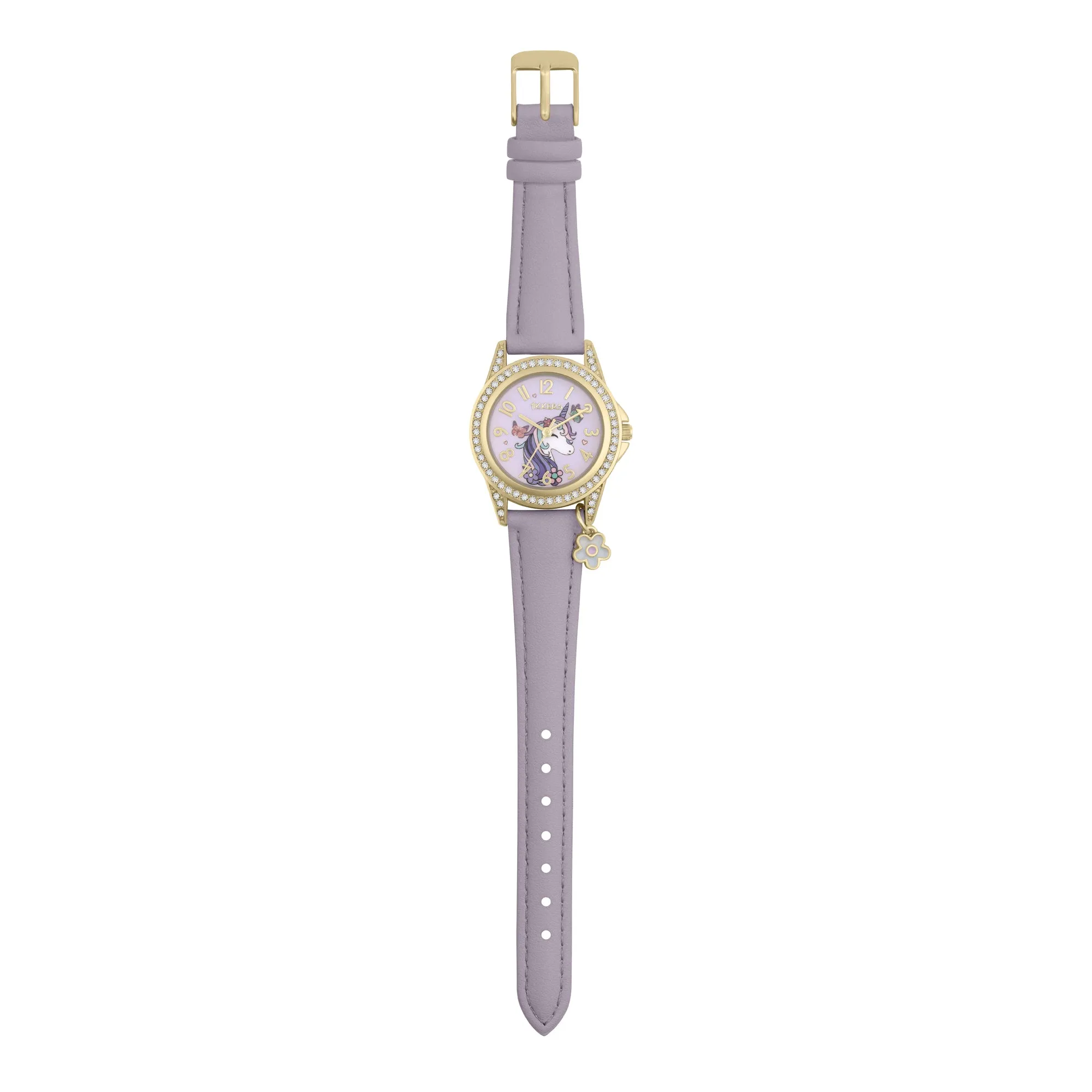 Tikkers Girls Purple Unicorn and Butterfly Watch, Bracelet and Purse Gift Set