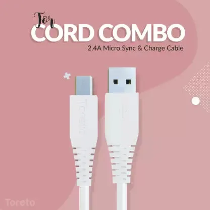 Toreto Micro USB Cable 1 m Tor-876  (Compatible with Mobile, Tablet, Bluetooth Speaker)