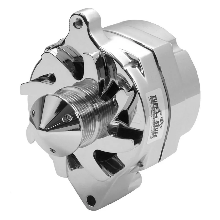 Tuff Stuff Silver Bullet Alternator - 100 AMP - Smooth Back - 1-Wire - Ford - 6-Groove Serpentine Pulley - Polished