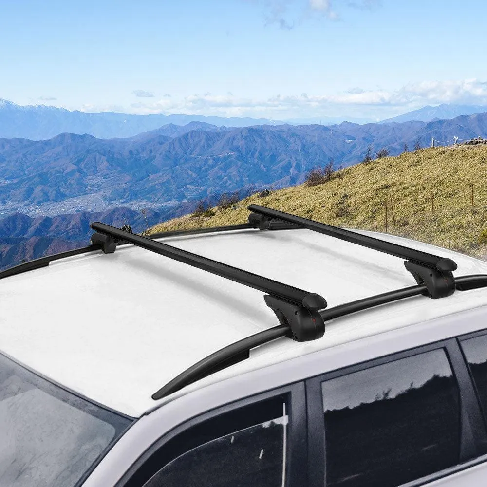 Universal Car Roof Rack 1200mm Cross Bars Aluminium Black Adjustable  Car 90kgs load Carrier