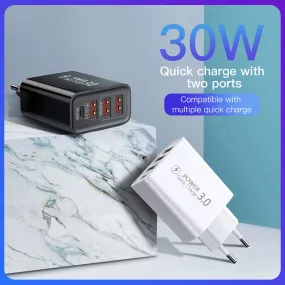 Universal Fast Charger 3 usb   TYPE-C White