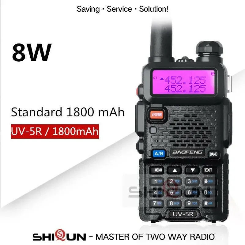 Upgrade 8W Baofeng UV-5R Walkie Talkie 3800mAh Battery Dual Display Dual Band Baofeng UV5R Portable UHF VHF Two Way Radios UV 5R