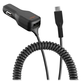 Ventev 20W dashport r2400c Dual Car Charger with USB A and Connected USB C Cable Gray by Ventev