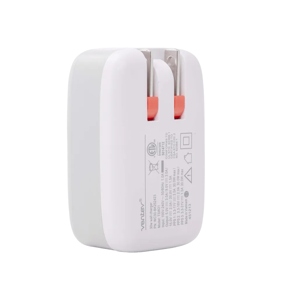 Ventev 20W PD USB C Wall Charger and USB C to USB C Cable 3.3ft White by Ventev