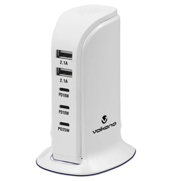 Volkano VK-103-WT-V2 Peak Series V2 (Type-C) 5 Port Charger