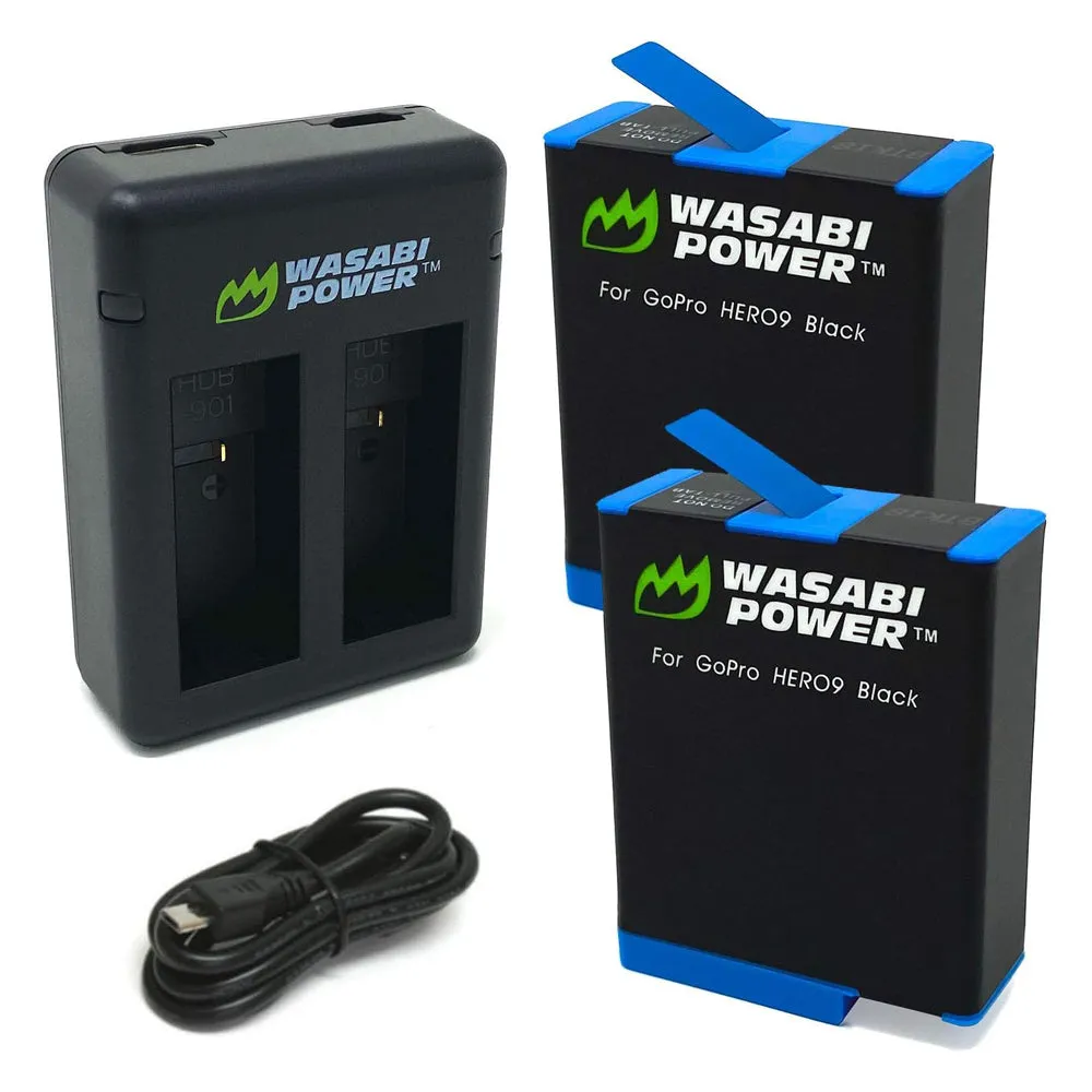 Wasabi Power GoPro HERO 12/11/10/9 Battery & Charger for HERO12 HERO11 HERO10 HERO9 Action Cameras