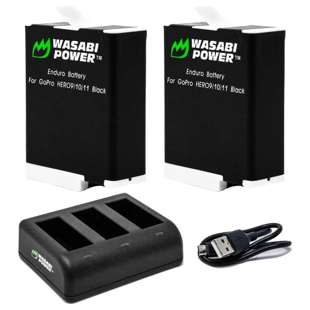 Wasabi Power GoPro HERO 12/11/10/9 Battery & Charger for HERO12 HERO11 HERO10 HERO9 Action Cameras